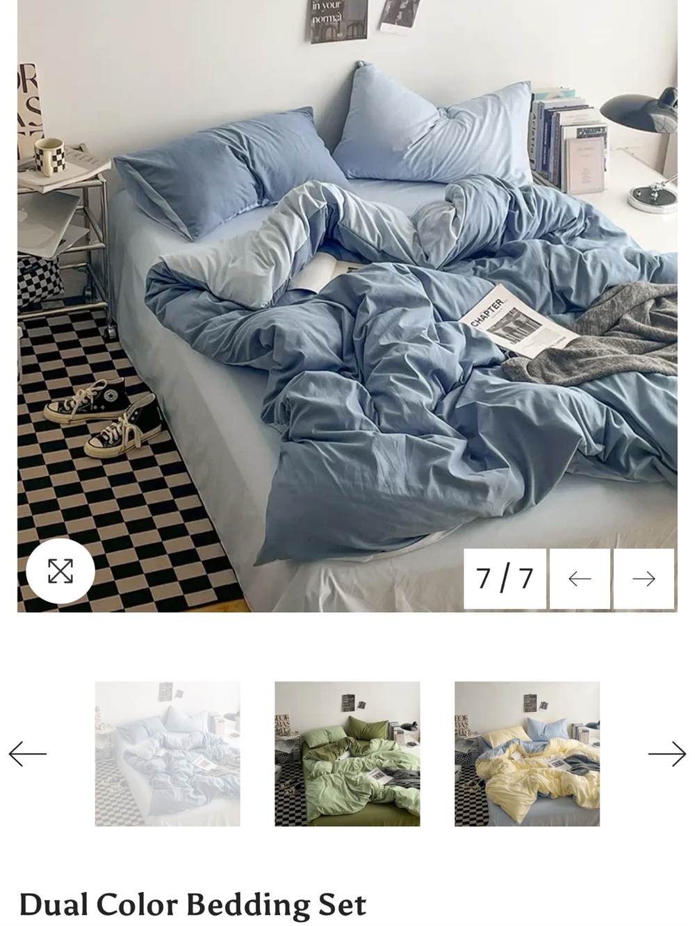Light Blue Dual-Color Bedding Set by Oitoy Twin Duvet Aesthetic Trendy New